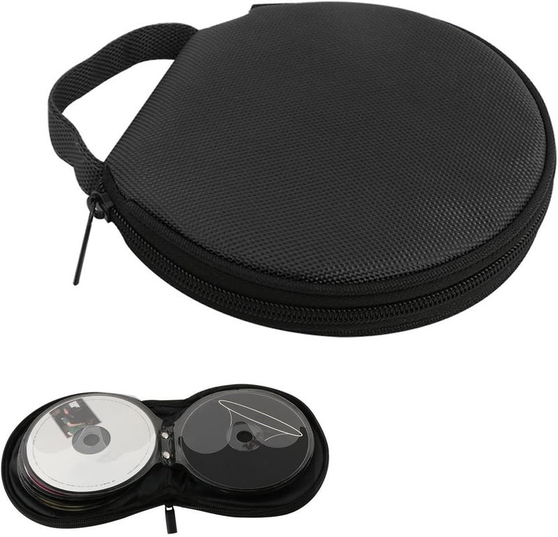 Arwrilt Car CD Storage Bag, Oxford Cloth Round CD Case Holder with Carrying Strap, Portable 20 Capacity DVD Storage Holder, Universal for Most Cars (Black) - Image 1